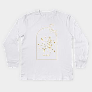 Aries Zodiac Constellation and Flowers - Astrology and Horoscope Kids Long Sleeve T-Shirt